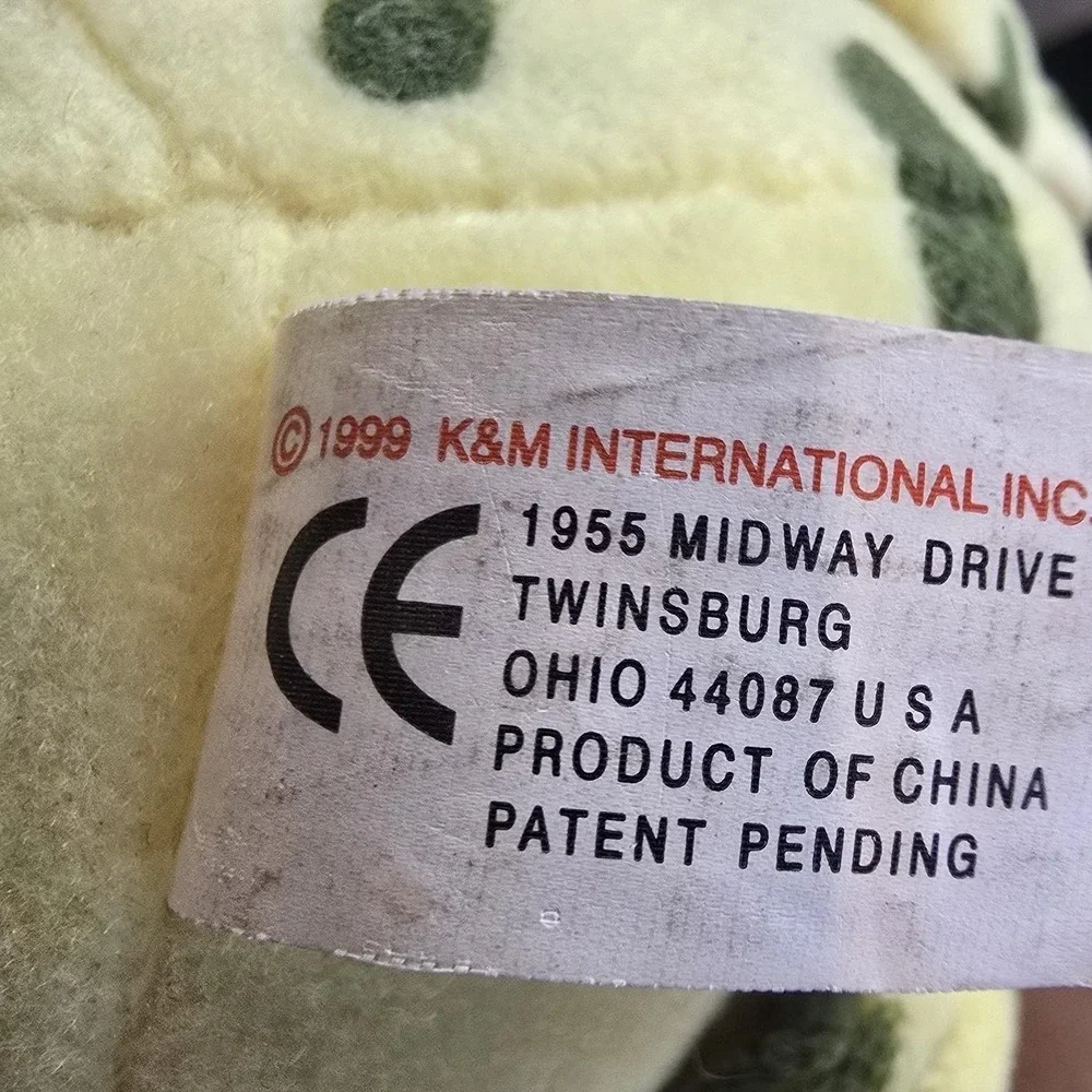 1999 Vtg‎ K&M International Slumpers Bull Frog Plush Yellow 17 in w/Tags